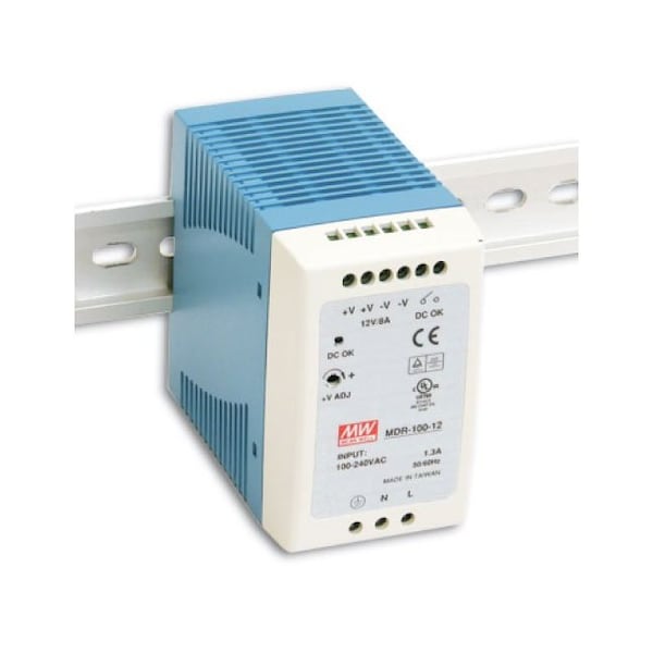 Power Supply, 85 to 264V AC/120 to 370V DC, 12V DC, 100W, 7.5A, DIN Rail